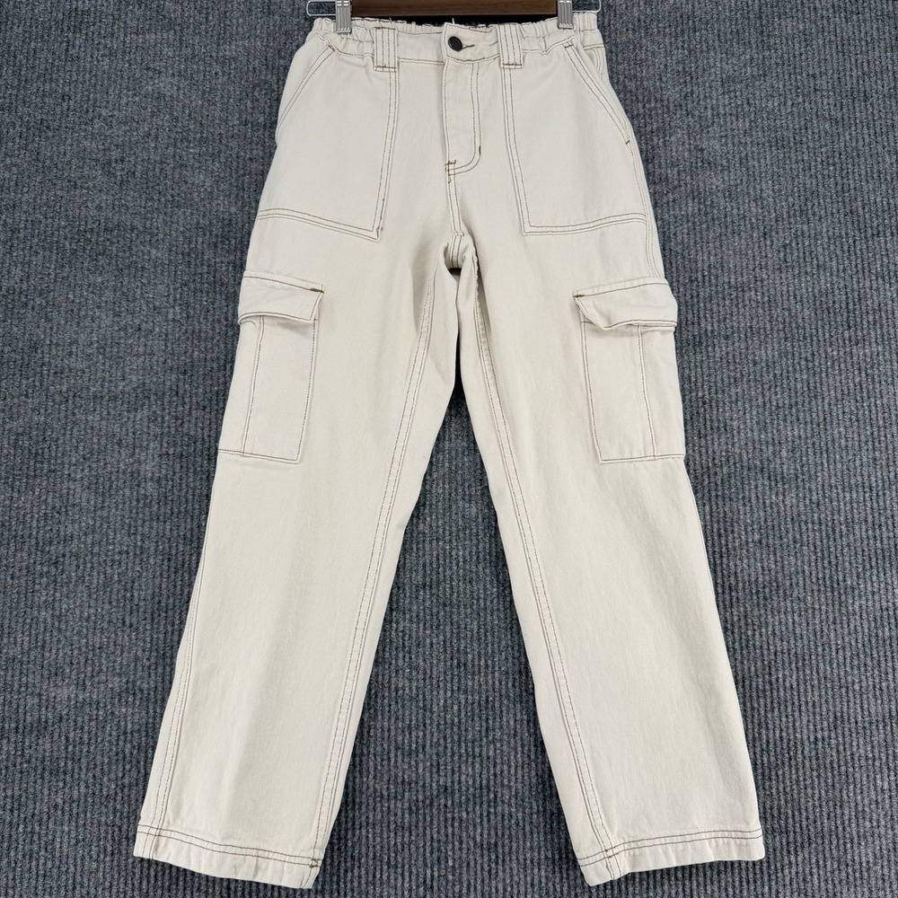PacSun Womens Cargo Pants XS Beige High Rise Straight Leg Utility Pockets